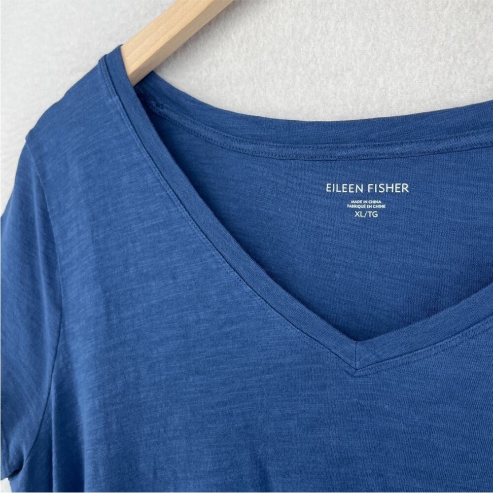 Eileen Fisher Navy Blue V-Neck Short Sleeve Tee XL - Picture 3 of 9